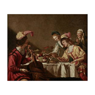 D'après Gerrit van Honthorst, vers 1800 Le Concert: D'après Gerrit van Honthorst, vers 1800 Le Concert After Gerrit van Honthorst, circa 1800 The Concert bears date 'A 1623' (upper left) oil on canvas 63.7 x 77.2cm (25 1/16 x 30 3/8in).