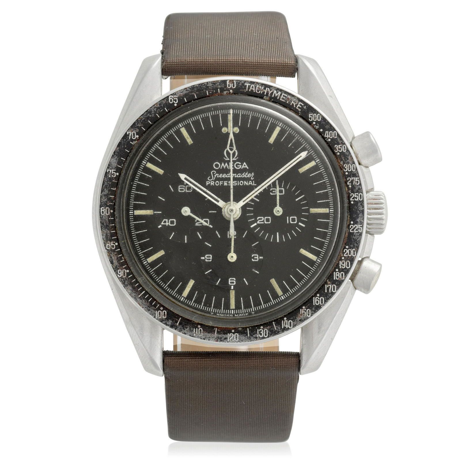 Omega. A Stainless Steel Manual Wind Tachymeter Chronograph Wristwatch