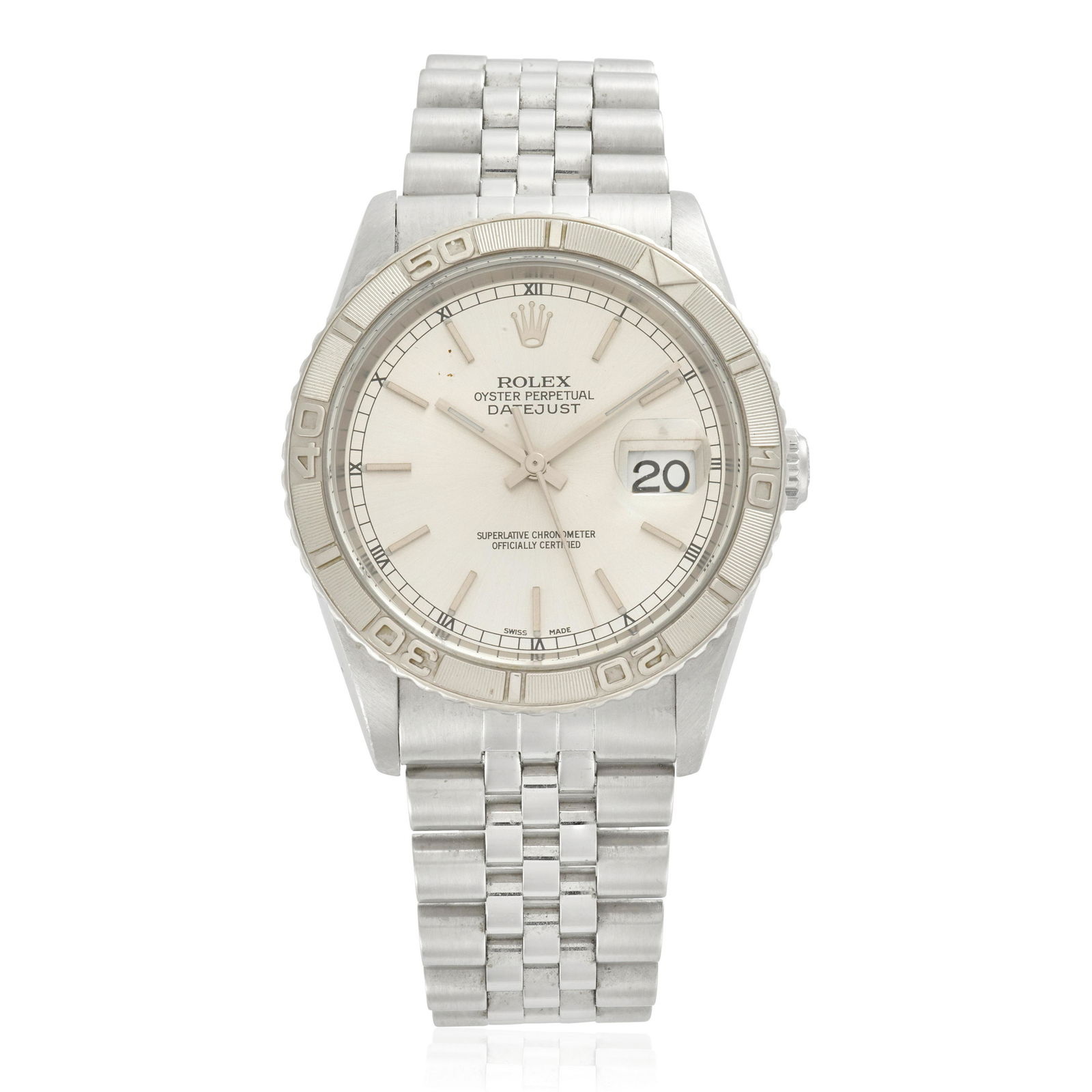 ROLEX. A STAINLESS STEEL AUTOMATIC CALENDAR BRACELET WATCH Datejust Turn-O-Graph, Ref: 16264, Ci... (1 of 1)