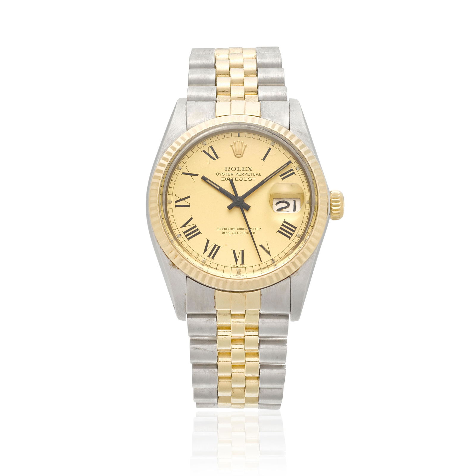 ROLEX. A STAINLESS-STEEL AND GOLD AUTOMATIC CALENDAR BRACELET WATCH Datejust 'Buckley', Ref: 160... (1 of 1)