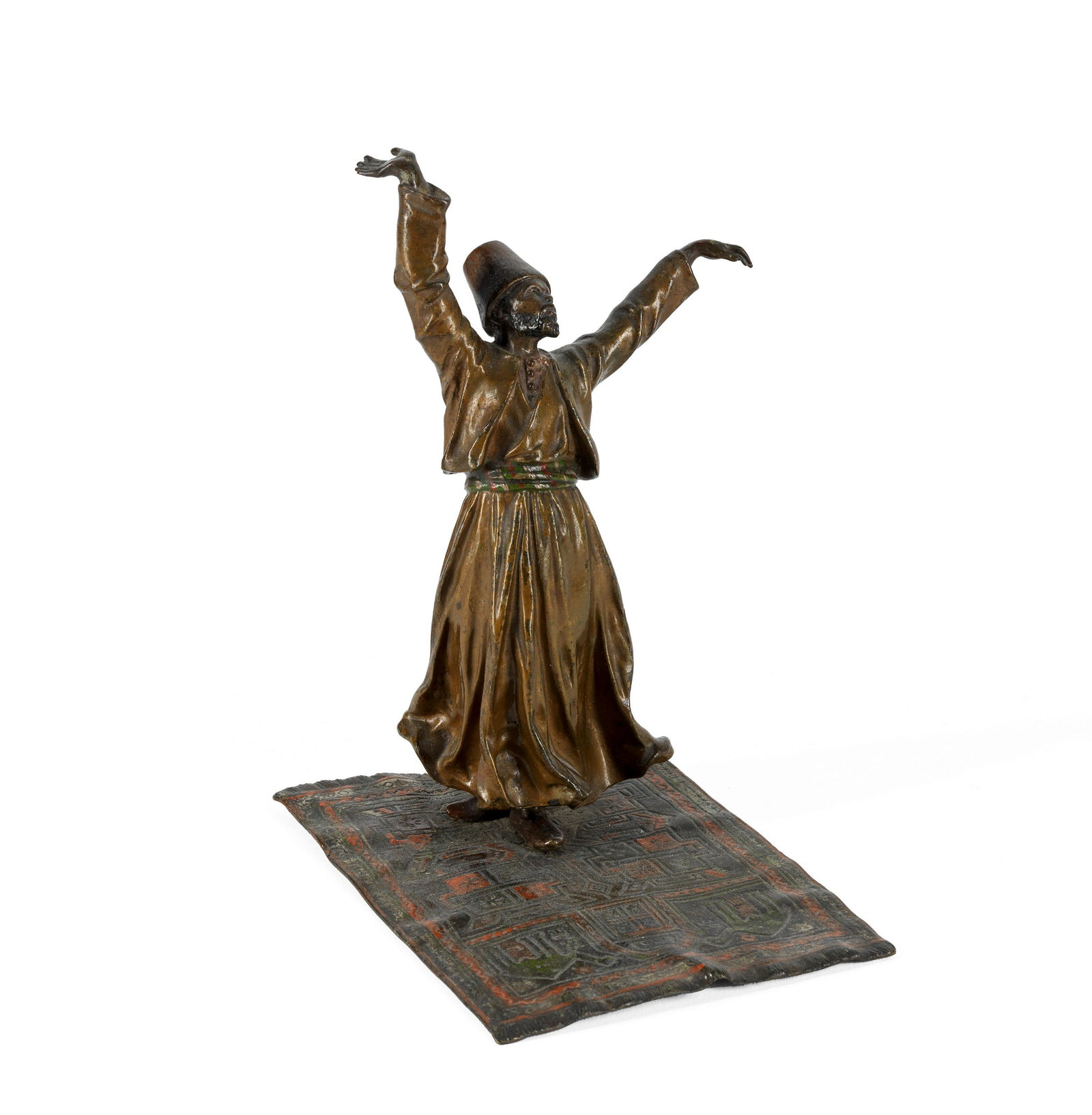 Franz Xavier Bergman (1861-1936): A cold painted bronze figure of a carpet seller (1 of 1)
