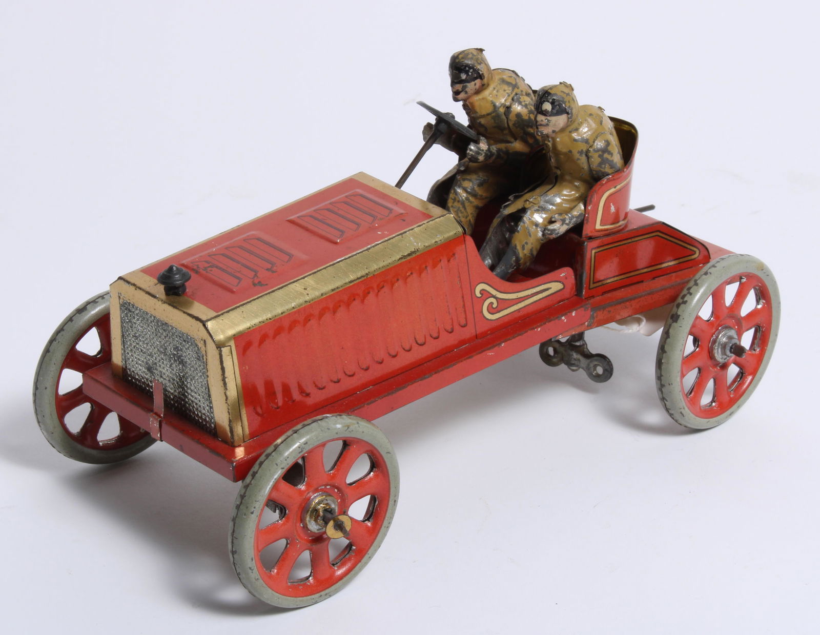 A Veteran Racing Car Tinplate Clockwork Toy, French, Circa 1905,