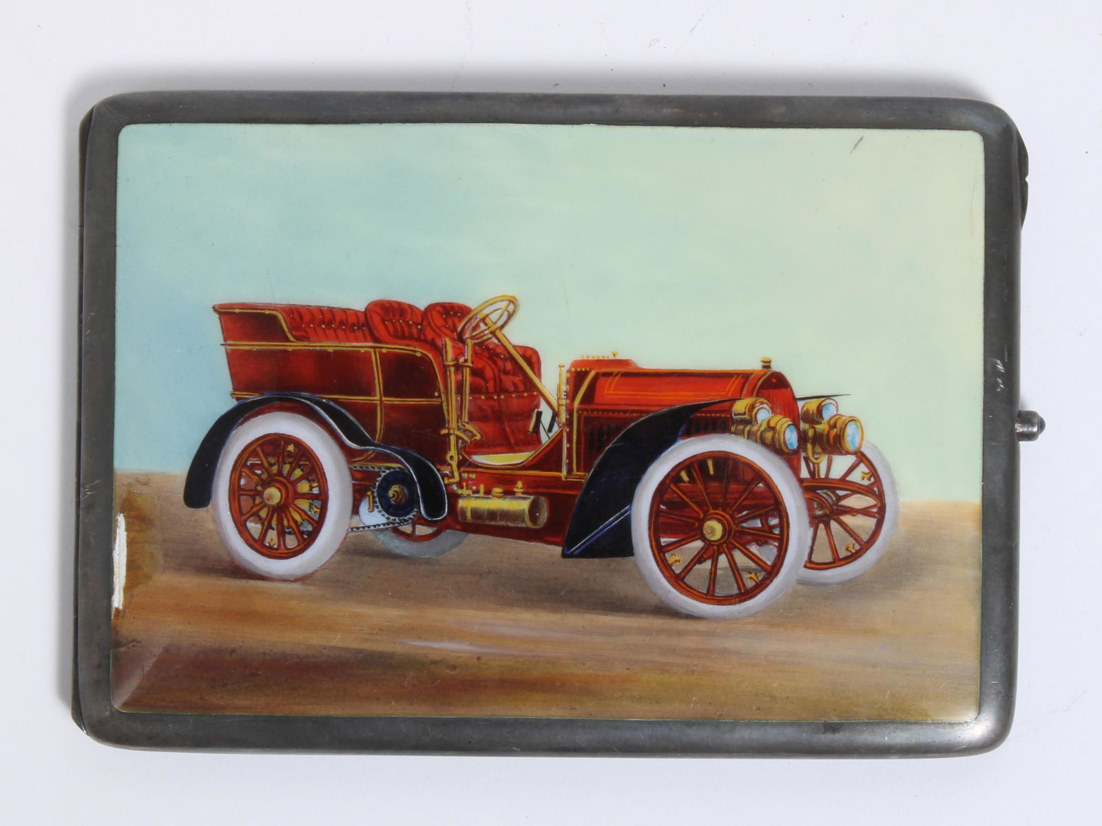 An enamelled silver cigarette case, circa 1908, (1 of 1)