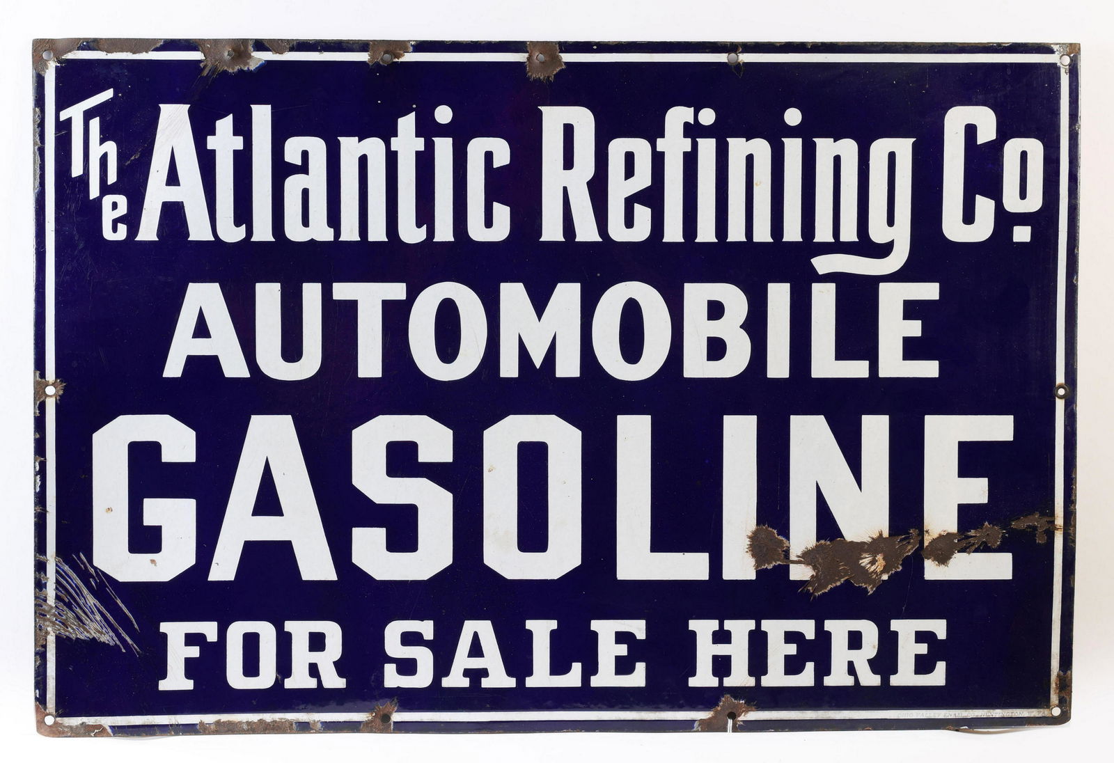 The Atlantic Refining Co Automobile Gasoline for sale here, enamel sign, (1 of 1)