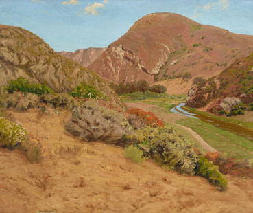 Ben Foster (1852-1926) Landscape (Aliso Canyon or Creek near Laguna Beach) 30 x 36 in. framed 3...: Ben Foster (1852-1926) Landscape (Aliso Canyon or Creek near Laguna Beach) signed 'Ben Foster' (lower left) oil on canvas 30 x 36 in. framed 37 1/2 x 43 1/2 in. Footnotes: Provenance John