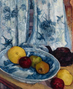 Rinaldo Cuneo (1877-1939) Still Life with Apples, Pomegranates and a Teapot 24 x 20 in. framed 3...: Rinaldo Cuneo (1877-1939) Still Life with Apples, Pomegranates and a Teapot signed 'Cuneo' (lower left) oil on canvas 24 x 20 in. framed 30 x 26 in.