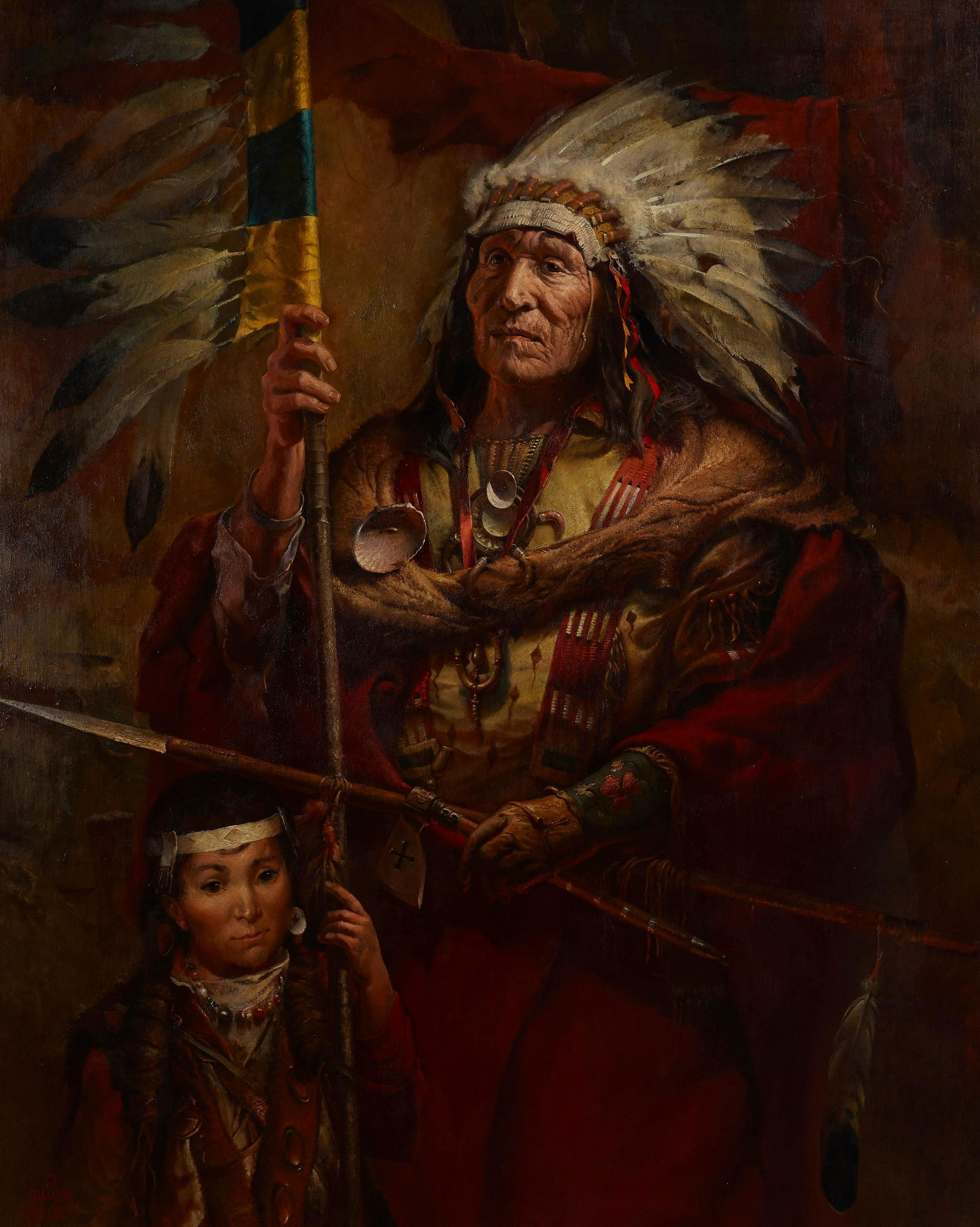 William Harry (Bill) Ahrendt (born 1933) Hollow Horn Bear 50 x 40 in. framed 61 1/2 x 51 1/2 in. (1 of 2)