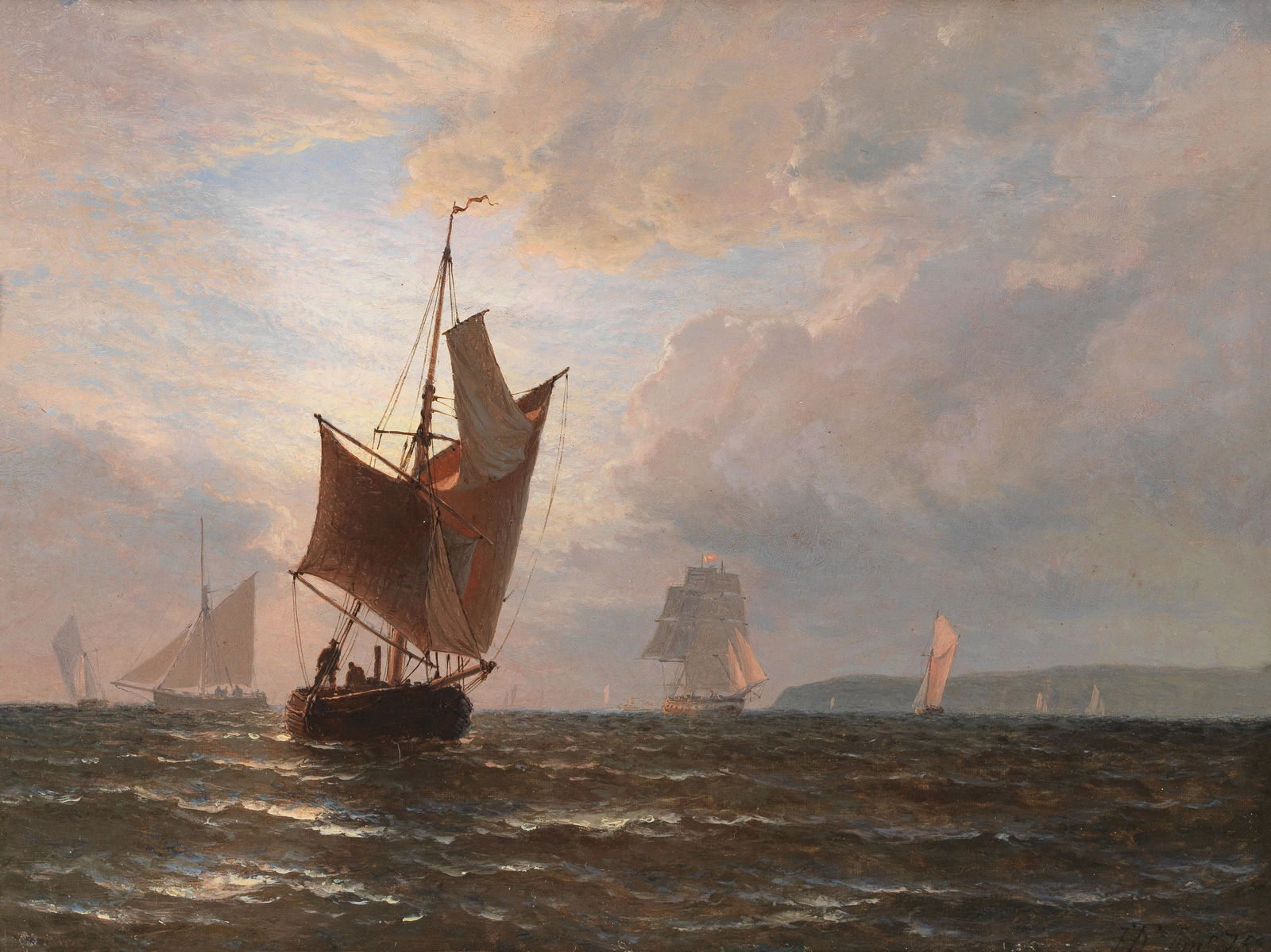 Henry Thomas Dawson (British, 1841-circa 1896) Returning home at dusk: Henry Thomas Dawson (British, 1841-circa 1896) Returning home at dusk signed and dated 'HTD June 75' (lower right) oil on canvas 31.1 x 41.6cm (12 1/4 x 16 3/8in).
