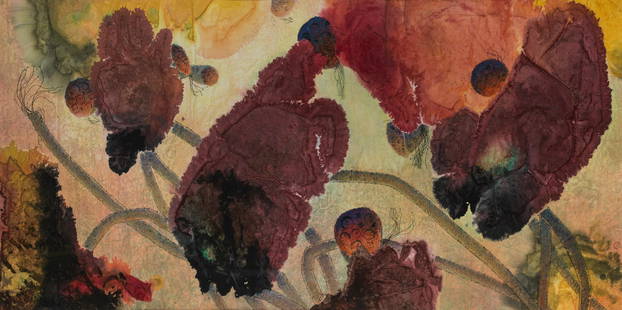 YANG YANPING (b.1934) Autumn Song, 1996: YANG YANPING (b.1934) Autumn Song, 1996 Ink and colour on xuan paper, framed. 66.7cm long x 133.4cm wide (26 1/4in long x 52 1/2in wide). Footnotes: 楊燕屏(1934年生