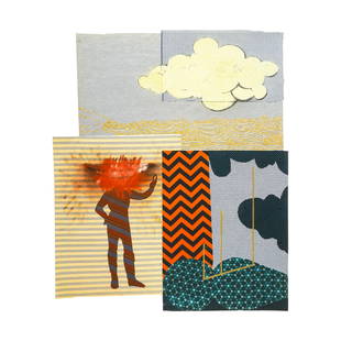 Sanford Biggers (born 1970); Race Track Martyrs II;: Sanford Biggers (born 1970) Race Track Martyrs II, 2017 Archival pigment print in colors with screenprint in gold ink on laser-cut irregular shaped paper-canvas, signed in pencil on verso, dated and n