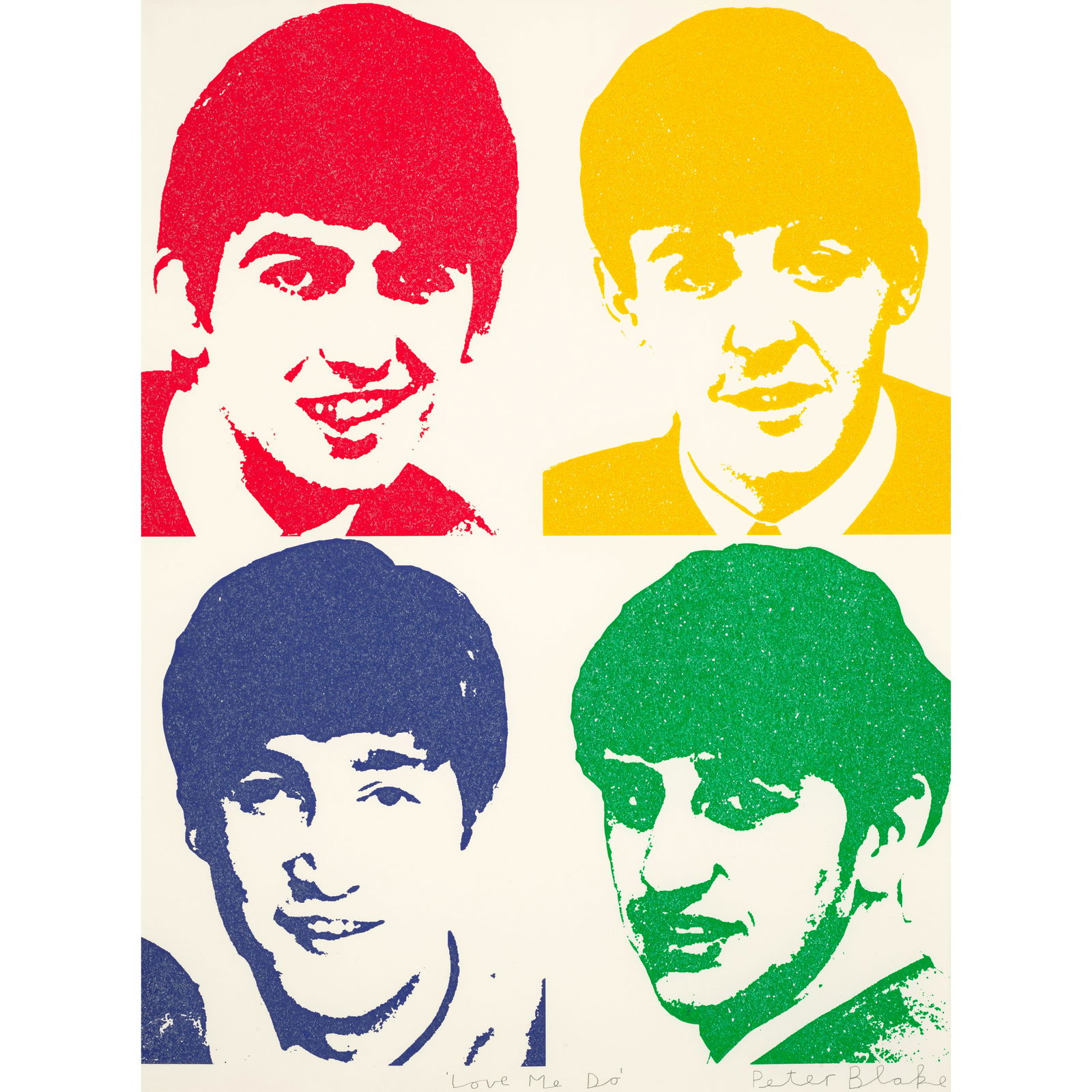 Sir Peter Blake R.A. (born 1932); Love Me Do;: Sir Peter Blake R.A. (born 1932) Love Me Do, 2004 Screenprint in colors with diamond dust on wove paper, signed in pencil, titled and unnumbered (aside from the edition of 75), the full sheet, framed.