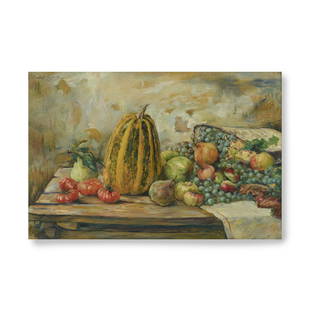 NORBERT GOENEUTTE (1854-1894) Nature morte aux fruit de fin d'automne: NORBERT GOENEUTTE (1854-1894) Nature morte aux fruit de fin d'automne sign&#233; et dat&#233; 'Norbert Goeneutte/ 1893' (en haut &#224; gauche) huile sur toile signed and dated 'Norbert Goeneutte/ 189