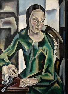 MARIA BLANCHARD (1881-1932) Le Déjeuner: MARIA BLANCHARD (1881-1932) Le Déjeuner signé 'M Blanchard' (en bas à gauche) huile sur toile Peint en 1921-1922 signed 'M Blanchard' (lower left) oil on canvas Painted in 1921-1922 64