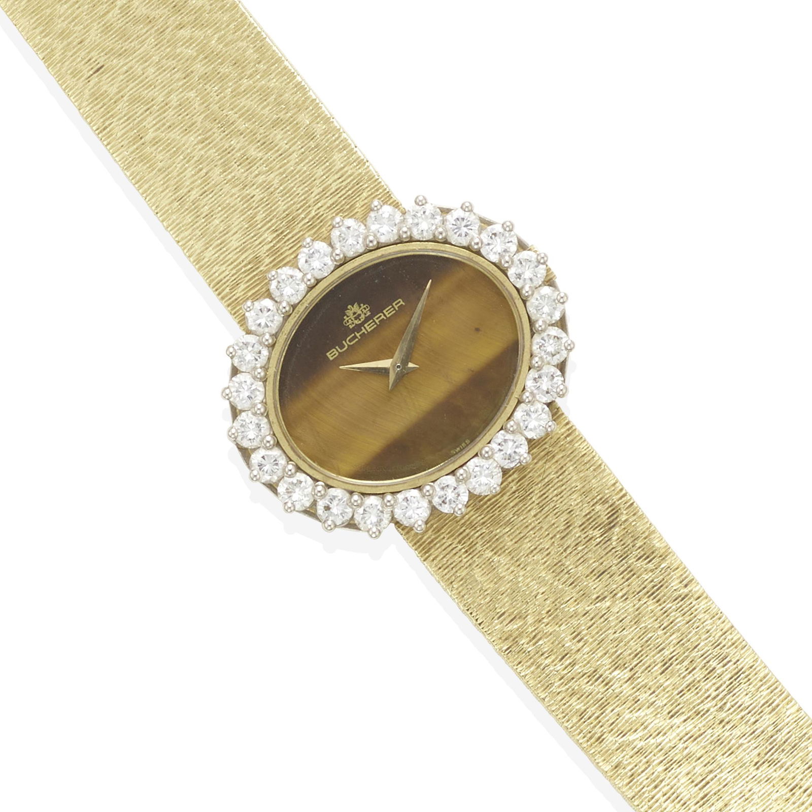 BUCHERER: AN 18K BI-COLOR GOLD, TIGER'S EYE QUARTZ AND DIAMOND WRISTWATCH (1 of 3)