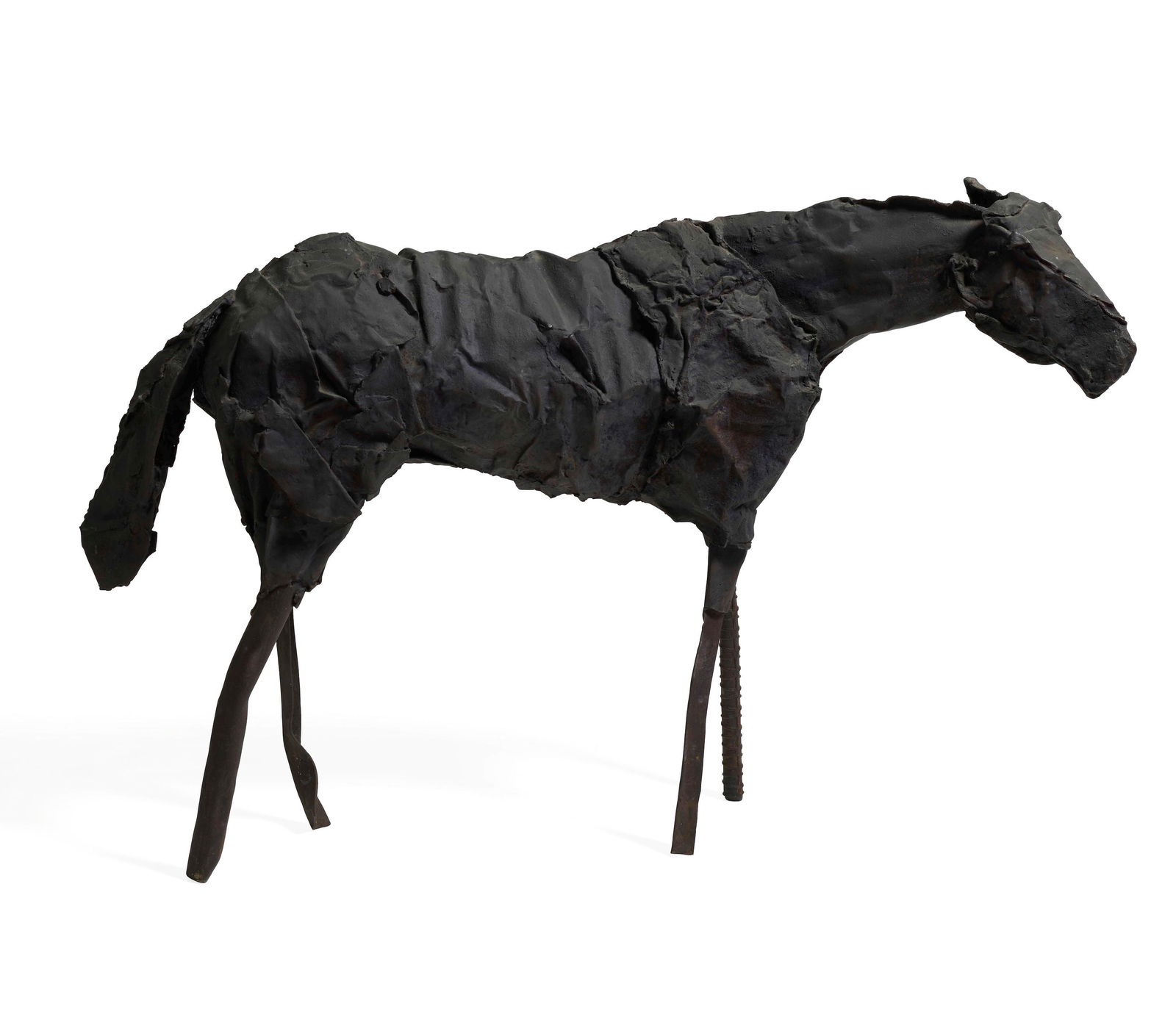 DEBORAH BUTTERFIELD (B. 1949) Derby Horse 1985: DEBORAH BUTTERFIELD (B. 1949) Derby Horse 1985 incised with artist's signature, dated 1985, numbered A/P I with Walla Walla foundry mark cast bronze 26 1/2 by 40 1/8 by 11 1/2 in. 67.3 b