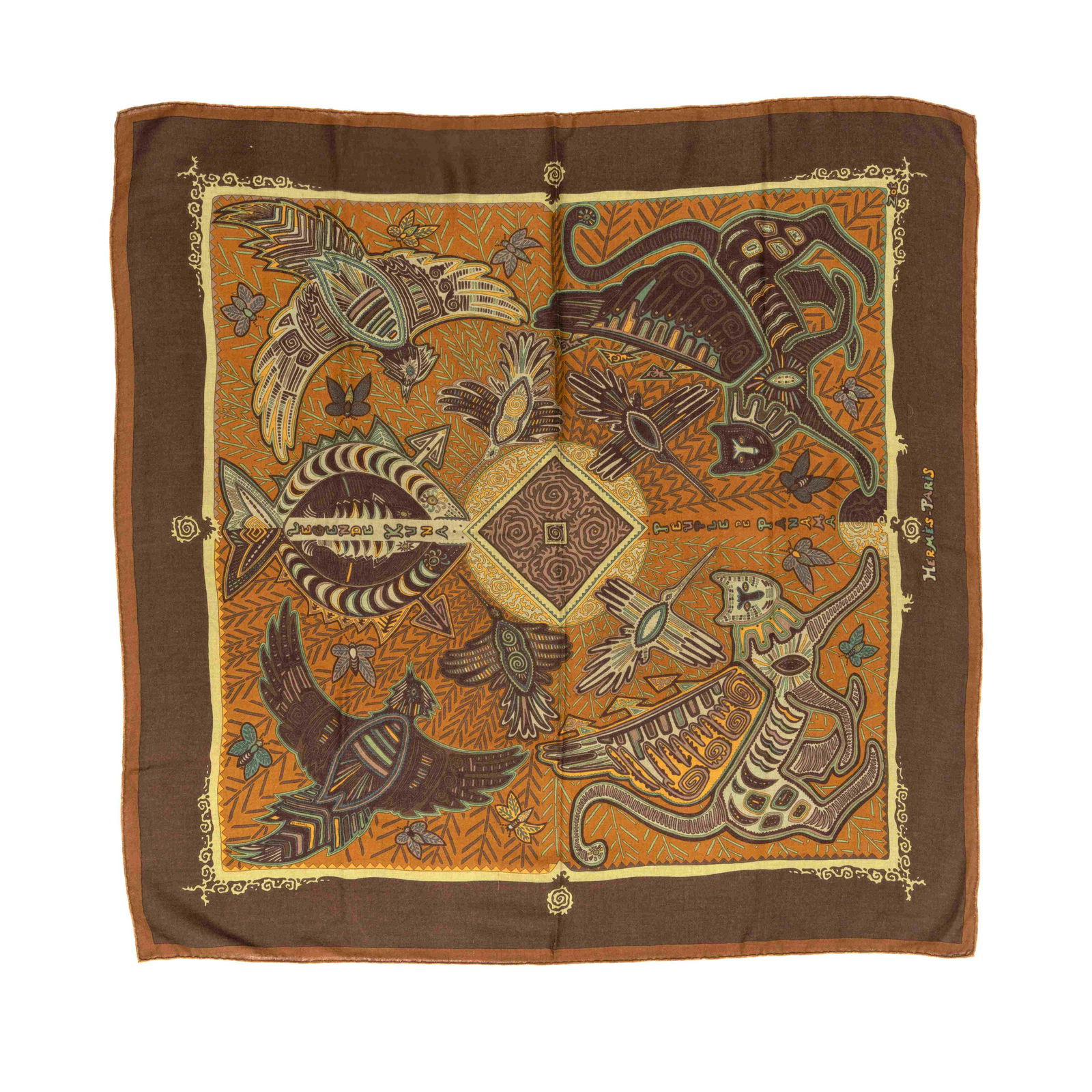 HERMES Paris. Carré 'Peuple de Panama Légende Kuna'.  Dessin de Zoé Pauwels. (1 of 1)