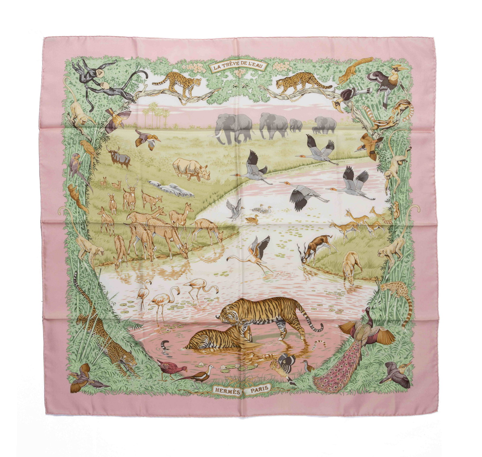 HERMES Paris Made In France. Carré 'La Trêve de l'Eau'. Dessin de Robert Dallet. (1 of 1)