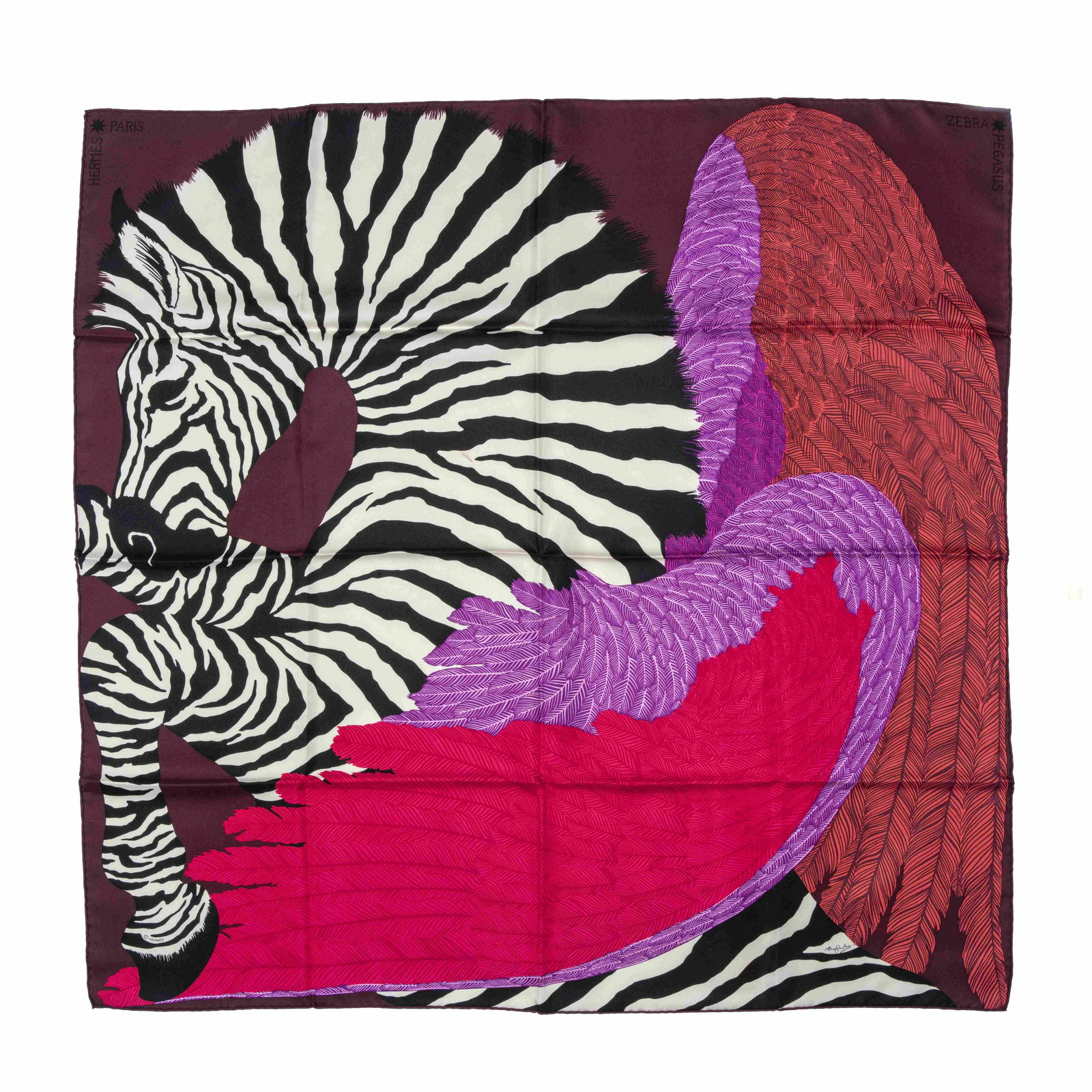 HERMES Paris Made In France. Carré 'Zebra Pegasus'. Dessin de Alice Shirley. (1 of 1)