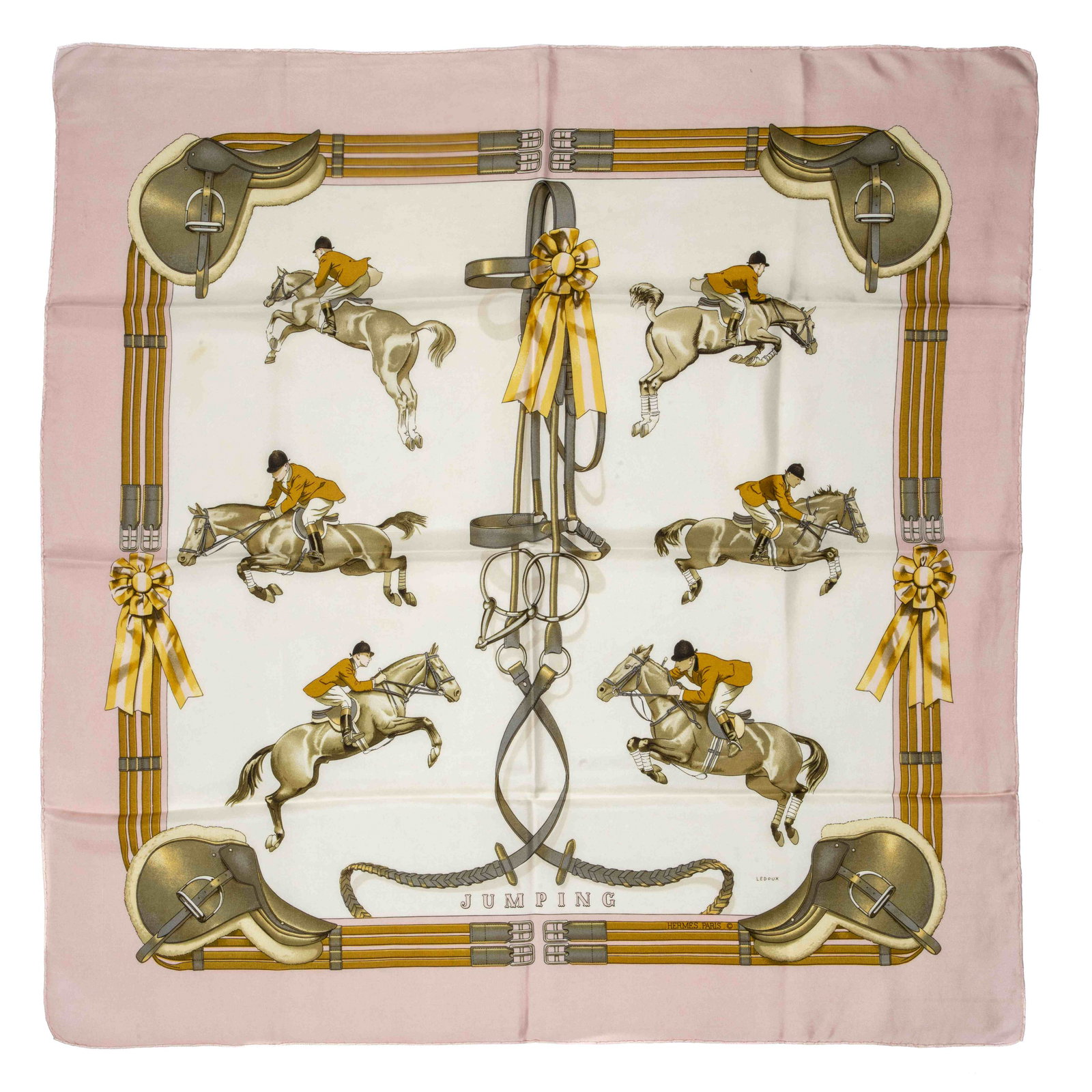 HERMES Paris Made In France. Carré 'Jumping'. Dessin de Philippe Ledoux. (1 of 1)