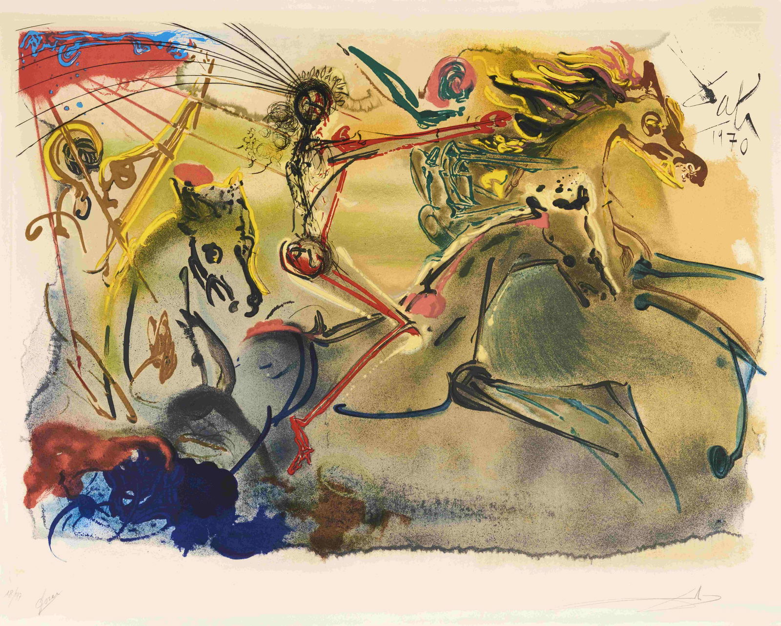 Salvador Dali、LES CHEVAUX DALINIENS Salvador DALI - Lithographie 