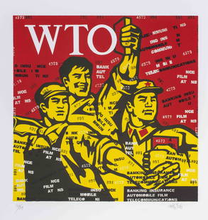 WANG GUANGYI (Né en 1957) GREAT CRITICISM: WTO, 2006 Lithographie en couleurs Signée e...: WANG GUANGYI (Né en 1957) GREAT CRITICISM: WTO, 2006 Lithographie en couleurs Signée et numérotée 166/199 Timbre sec de l'imprimeur Idem, imprimeur, Paris 81,5 x 77 cm This lot is