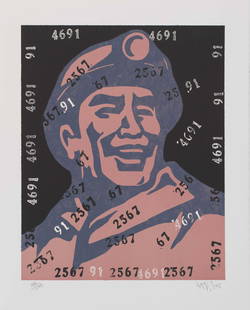 WANG GUANGYI (Né en 1957) BELIEVER: GIRL, 2006 Lithographie en couleurs sur vélinSign&...: WANG GUANGYI (Né en 1957) BELIEVER: GIRL, 2006 Lithographie en couleurs sur vélin Signée et numérotée 180/199 Timbre sec de l'imprimeur Idem, imprimeur, Paris 63 x 50 cm This
