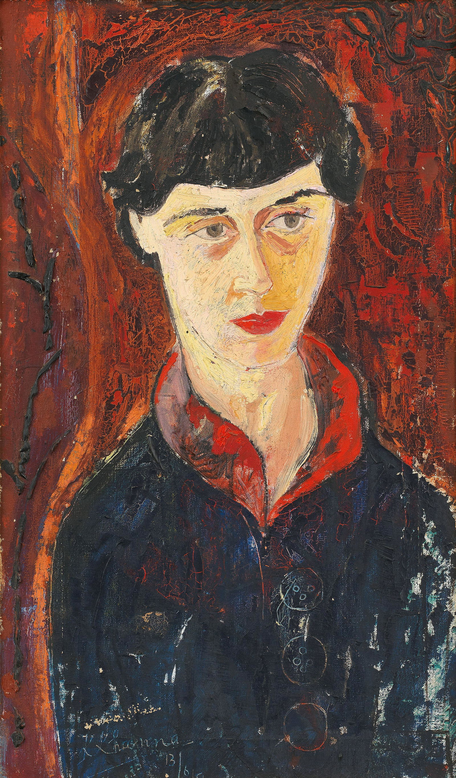 Krishen Khanna (Indian, b. 1925) Untitled (Patricia): Krishen Khanna (Indian, b. 1925) Untitled (Patricia) signed 'K.Khanna 13/6/1954' lower left oil on canvas, framed 56 x 33cm (22 1/16 x 13in). Footnotes: Provenance Propert