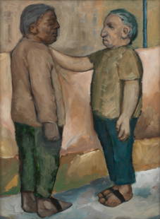 Sudhir Patwardhan (Indian, B.1949) Untitled (Two Men): Sudhir Patwardhan (Indian, B.1949) Untitled (Two Men) oil on canvas, framed 71.3 x 52.4cm (28 1/16 x 20 5/8in). Footnotes: Provenance Property from a private collection, UK