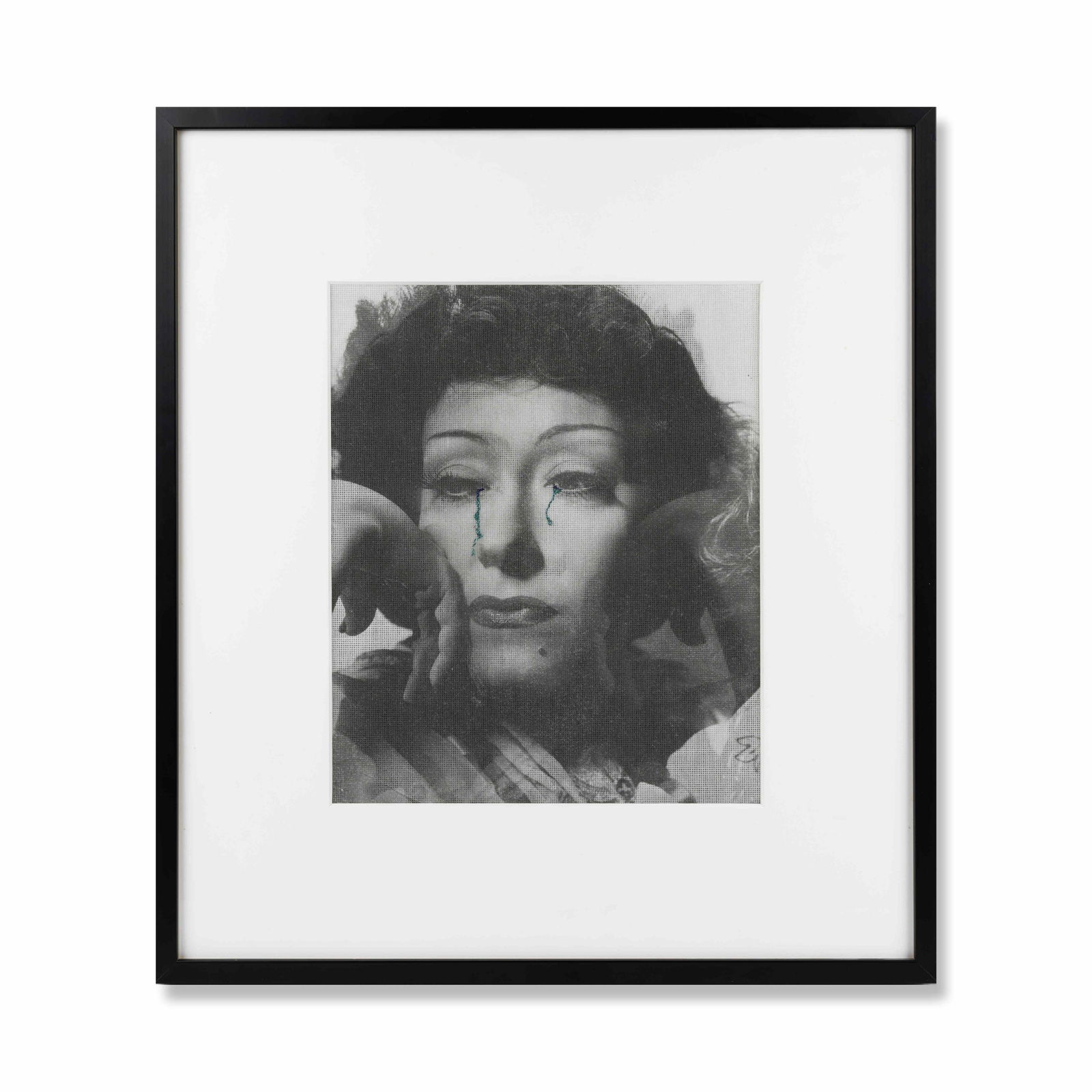 FRANCESCO VEZZOLI (N. 1971) Dear Miss Gloria 2001: FRANCESCO VEZZOLI (N. 1971) Dear Miss Gloria 2001 impression laser sur toile et broderie métallique dans cadre d'artiste laser print on canvas and mettalic embroidery in the artist's frame 57 x 5