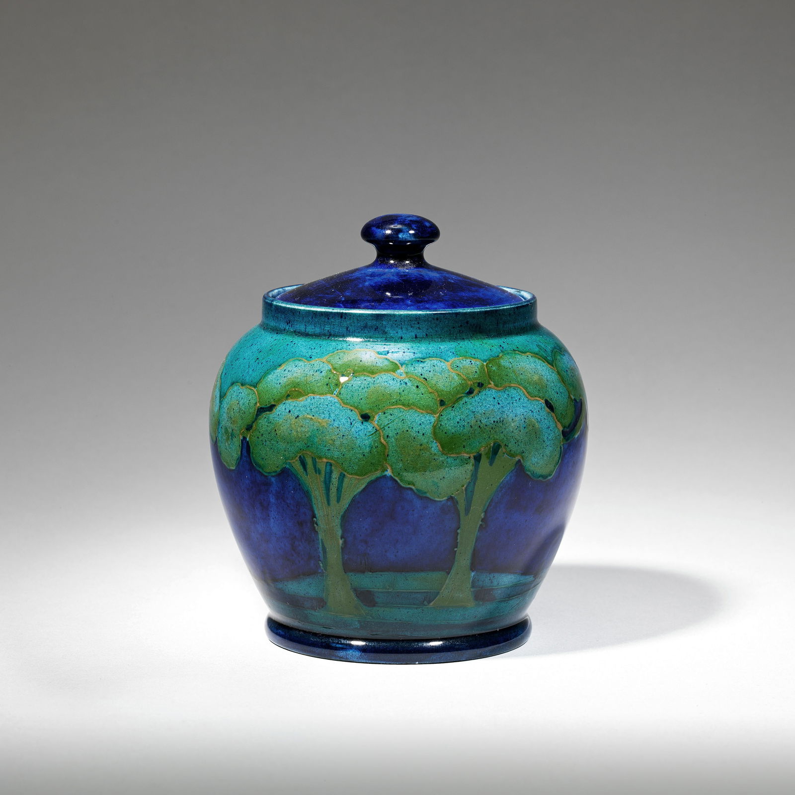 William Moorcroft 'Moonlit Blue' tobacco jar and cover, circa 1925 (1 of 1)