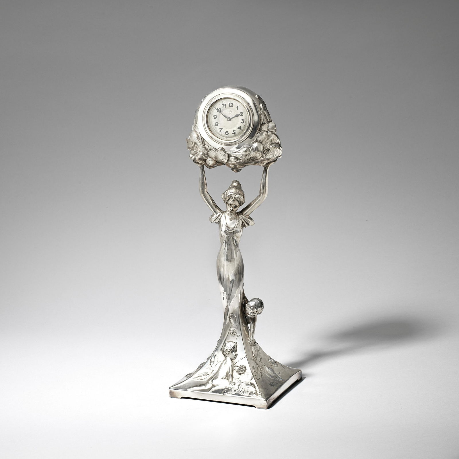 WMF (Württembergische Metallwarenfabrik) Figural clock, circa 1900 (1 of 1)