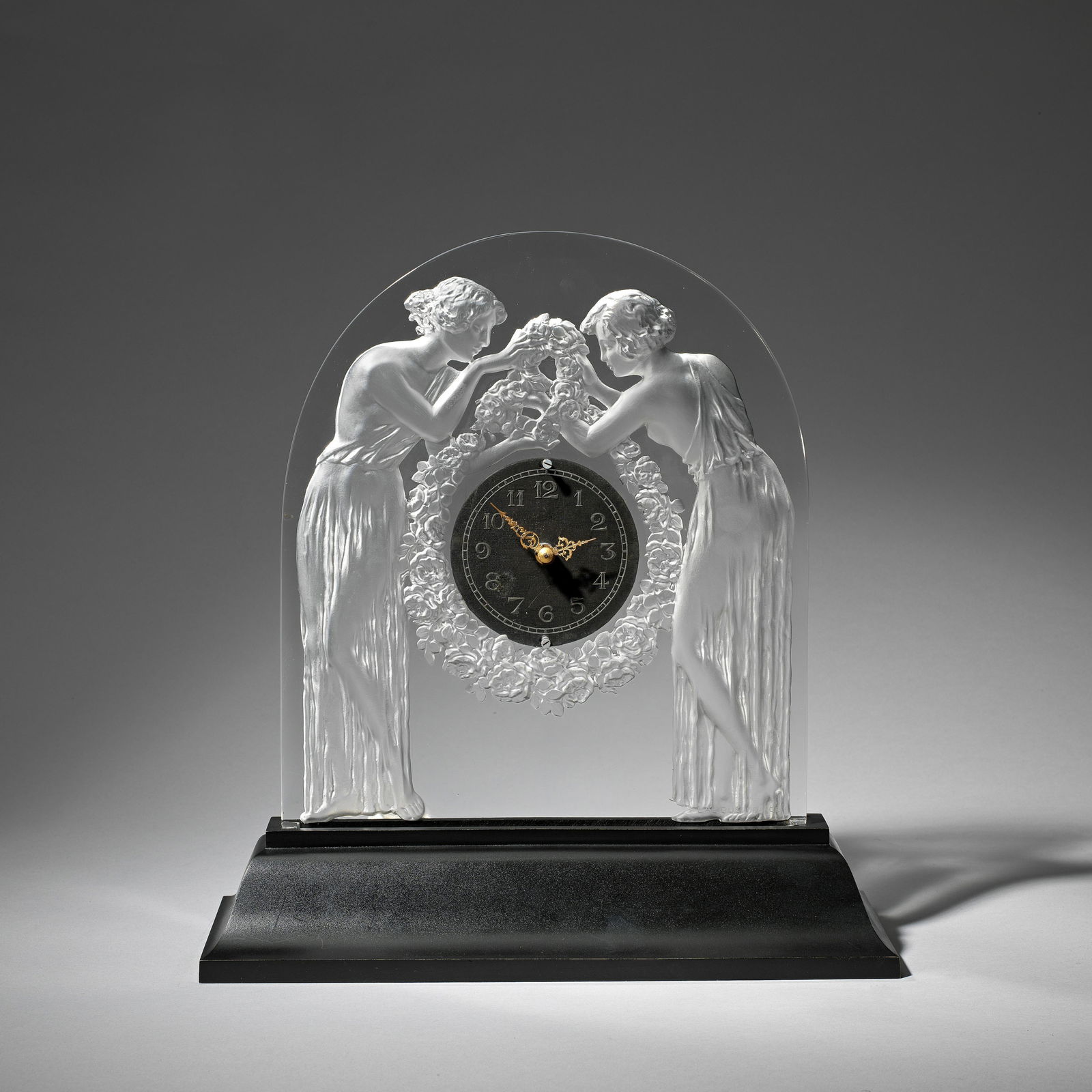 René Lalique 'Deux Figurines' mantel clock, designed 1926 (1 of 1)