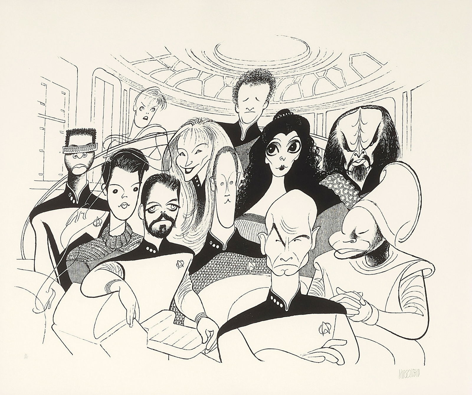 Al Hirschfeld Signed Limited Edition Print of the Cast of Star Trek: The Next Generation. (1 of 2)