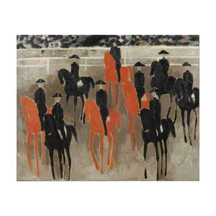 ANDRÉ BRASILIER (1929) Reprise des Écuyers, Saumur: ANDRÉ BRASILIER (1929) Reprise des Écuyers, Saumur signé « André Brasilier » en bas à droite ; signé, daté et titré (au revers) huile sur toile peint