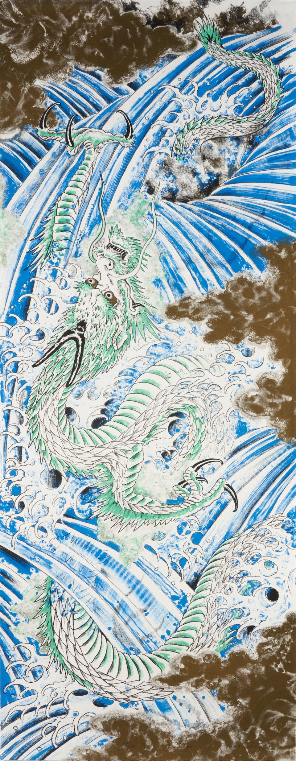Don Ed Hardy (American, born 1945); Sea Dragon;: Don Ed Hardy (American, born 1945) Sea Dragon, 2001 Color lithograph on paper; numbered, titled, and signed '18/20...DE Hardy 2001' in pencil l.l.; framed. 47 1/4 x 18 in. (120.1 x 45.8 cm) For furth