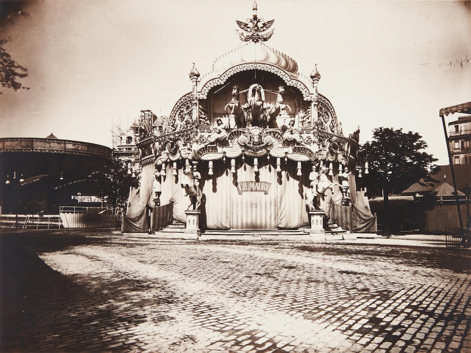 Eugène Atget (1857-1927); Fête de la Place du Trône;: Eugène Atget (1857-1927) Fête de la Place du Trône, 1914 Gelatin silver print, printed later by Berenice Abbott; with Berenice Abbott 67th Street stamp in ink and inscribed '503' in pen