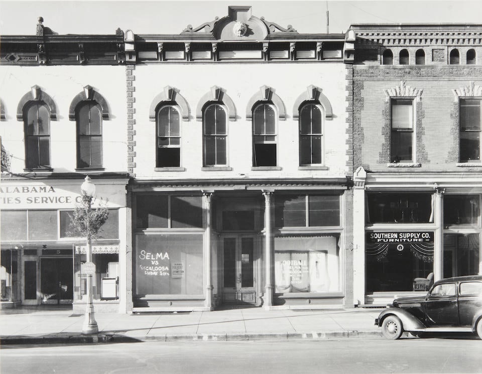Walker Evans (1903-1975); Main Street Block, Selma, Alabama;: Walker Evans (1903-1975) Main Street Block, Selma, Alabama, 1936 Gelatin silver print, printed 1970s by the Library of Congress; annotated in pencil with Library of Congress stamp in ink on the verso;
