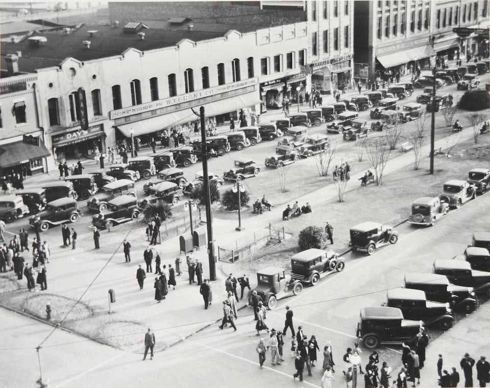 Walker Evans (1903-1975); Main Street, Macon, Georgia;: Walker Evans (1903-1975) Main Street, Macon, Georgia, 1936 Gelatin silver print, printed 1970s by the Library of Congress; annotated in pencil with Library of Congress stamp in ink on the verso; matte