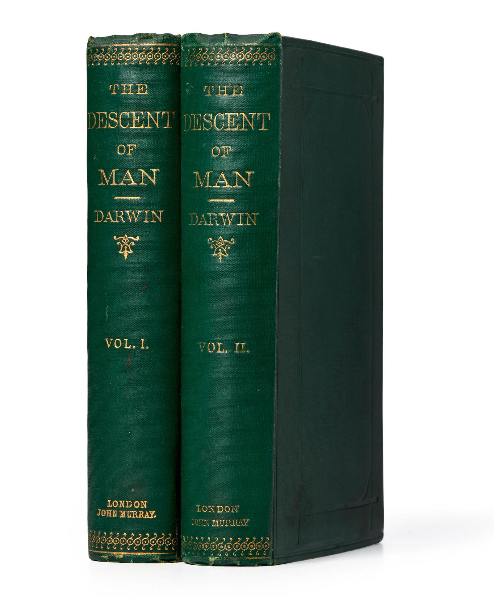 DARWIN, CHARLES. 1809-1882. The Descent of Man, and Selection in Relation to Sex. London: John...: DARWIN, CHARLES. 1809-1882. The Descent of Man, and Selection in Relation to Sex. London: John Murray, 1871. 2 volumes. 8vo (195 x 135 mm). Half-titles, engraved illustrations. 16 pp publisher's cata