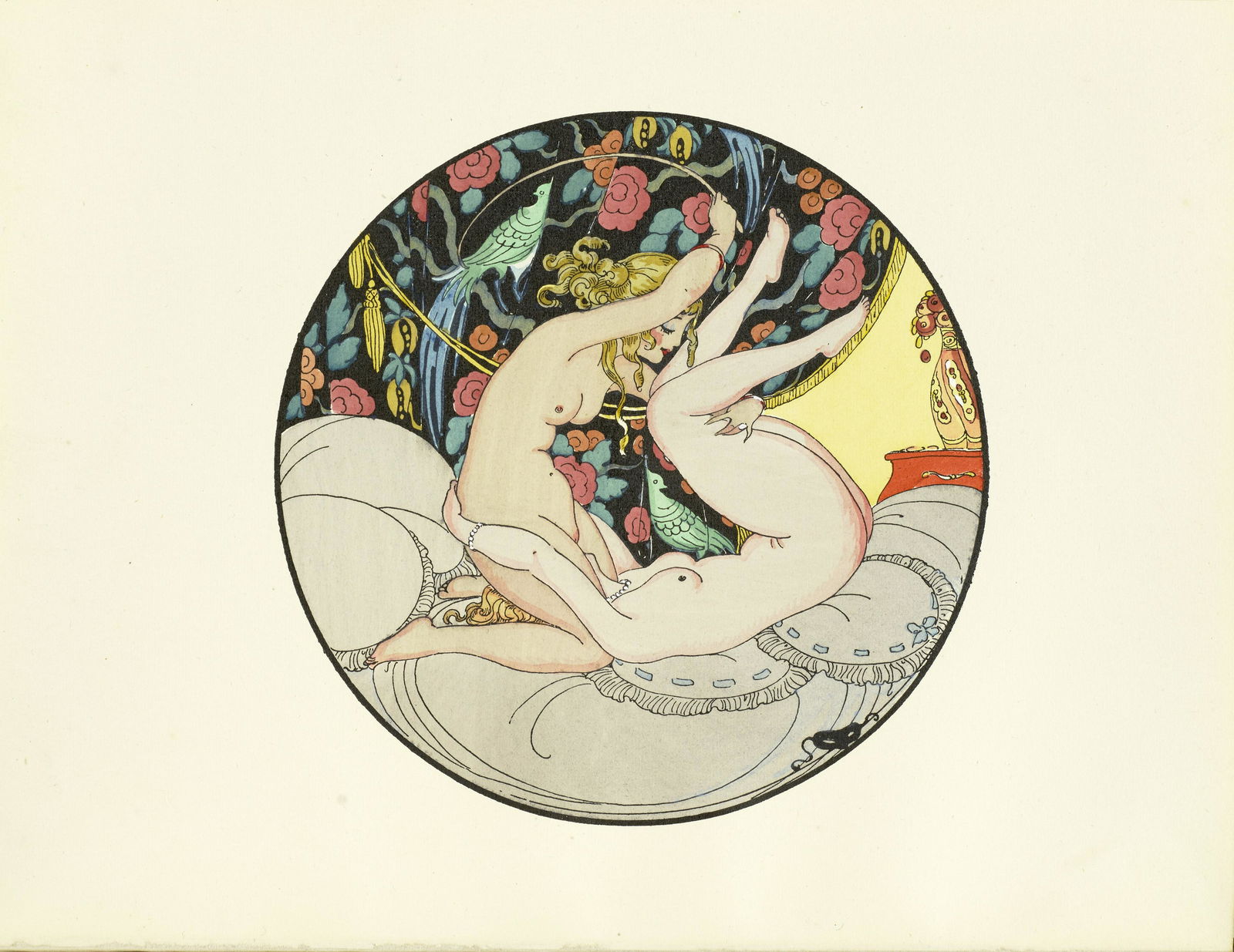 EROTICA: ART DECO. WEGENER, GERDA. 1886-1940. Douze quatrains. Cythère [but Paris]: Aux d&#...: EROTICA: ART DECO. WEGENER, GERDA. 1886-1940. Douze quatrains. Cythère [but Paris]: Aux dépens d'un Amateur, [1923]. 4to. Text by Pierre Bragenell, 12 pochoir illustrations by Gerda Wegener.