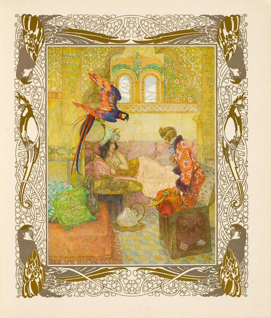 ILLUSTRATED BOOKS. 8 titles:: ILLUSTRATED BOOKS. 8 titles: 1. KOCH, RUDOLF, calligrapher. Die Lieder des Heilingen Franzikus von Assisi. [Offenbach: Eugen Diederichs, 1910.] 4to. Publisher's orange silk-covered boards, parchment c