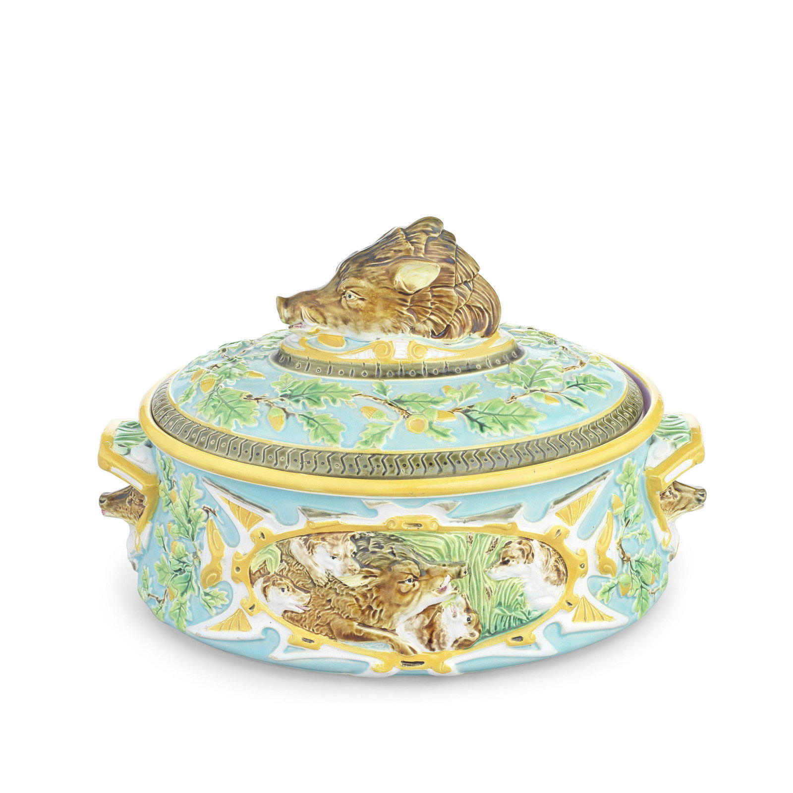 A rare George Jones Majolica game pie dish, cover and liner, circa 1875 (1 of 1)