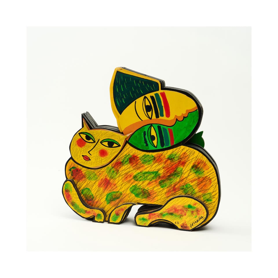 CORNEILLE (1922-2010) Chat et femme sur l'herbe Sérigraphie sur boisEpreuve d'artiste sign&...: CORNEILLE (1922-2010) Chat et femme sur l'herbe Sérigraphie sur bois Epreuve d'artiste signée et numérotée 4/10 33 × 33 × 7,5 cm This lot is subject to the following lot 