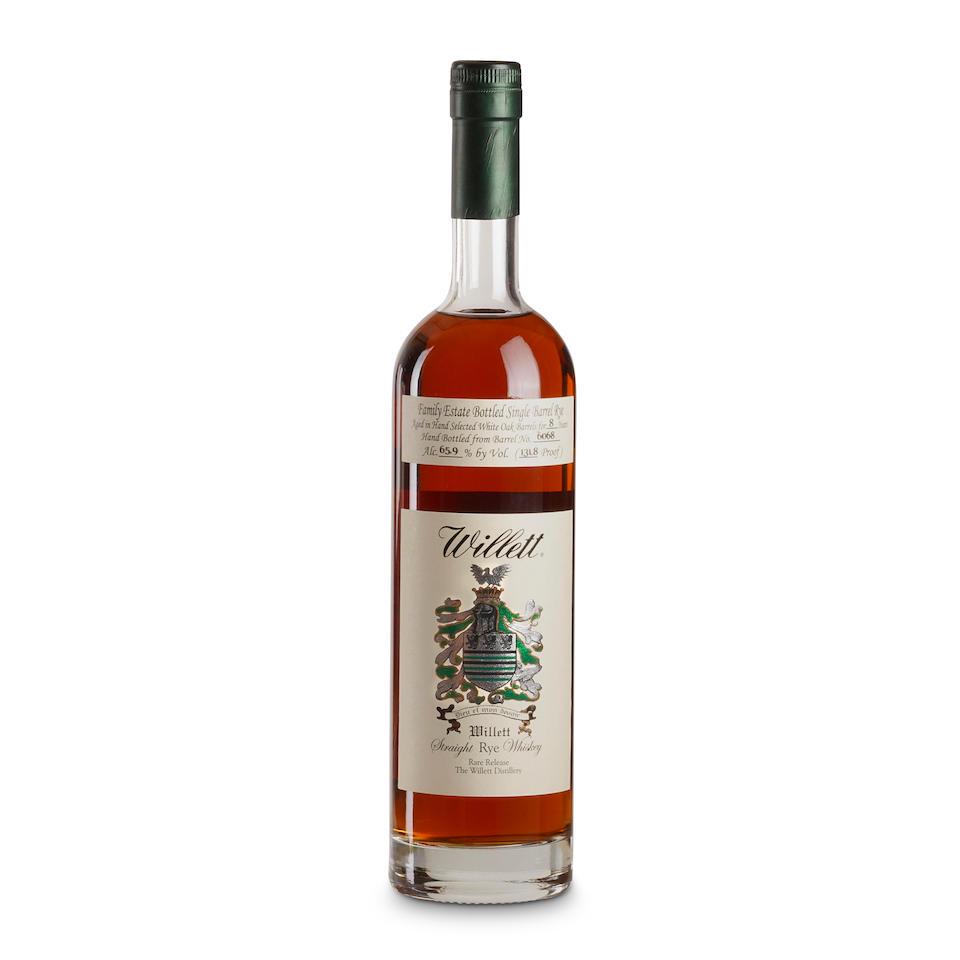 Willett Family Estate Rye 8 Years Old (1 750ml bottle): Willett Family Estate Rye 8 Years Old (1 750ml bottle) Kentucky official bottling, barrel 6068, bottle 67 of 168, bottled for Pac Edge, Spring 2022 750ml 65.9% 1 bottle Footnotes: American, Rye This l