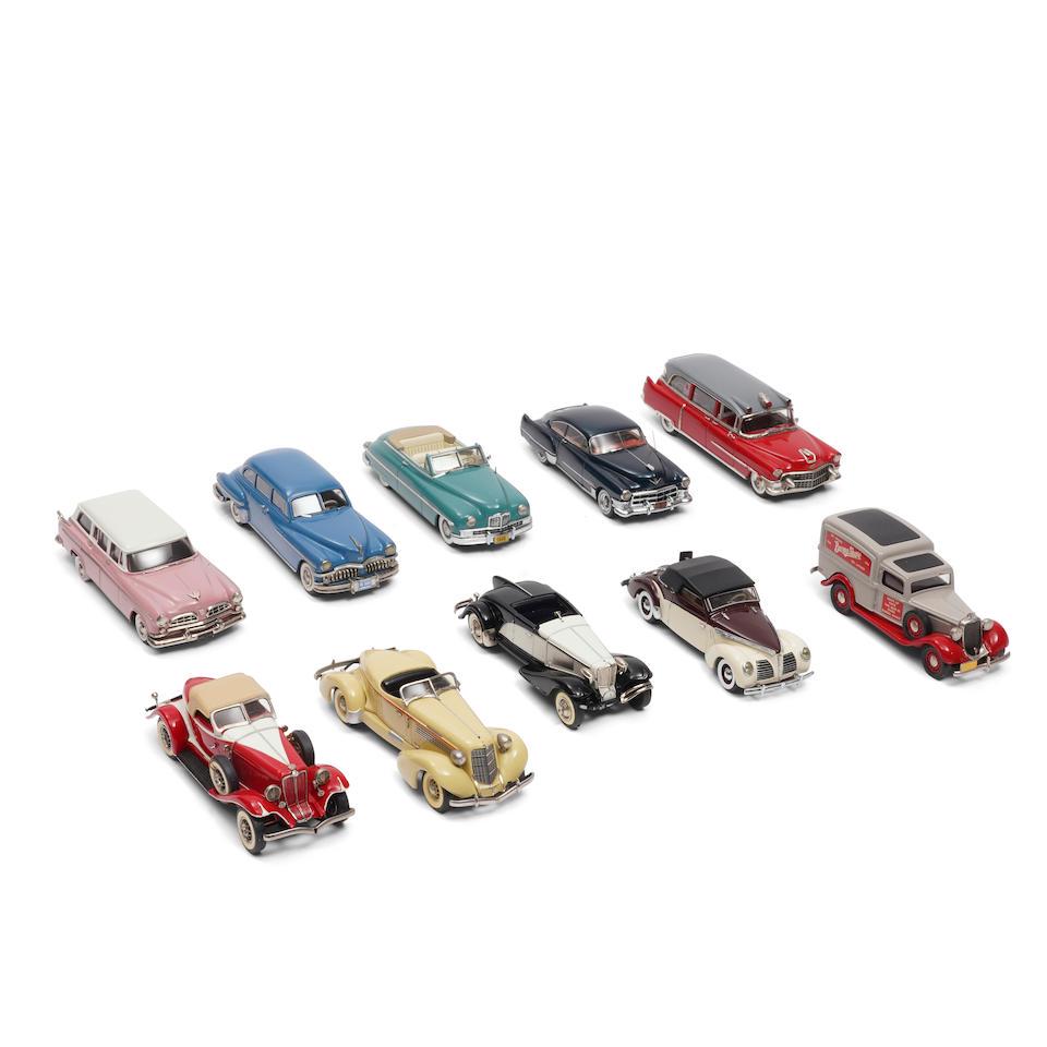 Eighty-five Models of Mid-Century Cars mostly England and America, late 20th and 21st centuries: Eighty-five Models of Mid-Century Cars mostly England and America, late 20th and 21st centuries various makers, including Brooklin Models and Mini Marque, scale 1:43, most approx. 5 in. long, good con