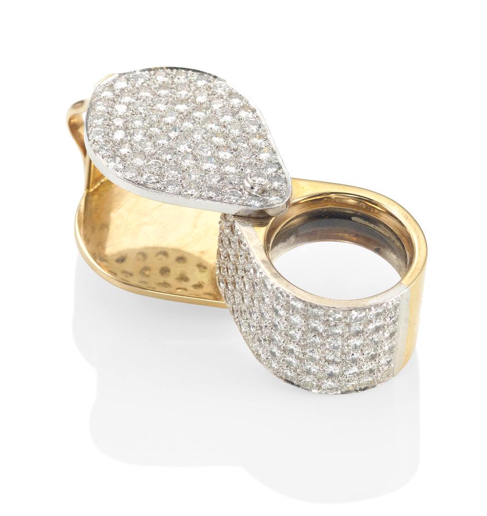 Sidney Mobell An 18k Bicolored Gold And Diamond Loupe Auction