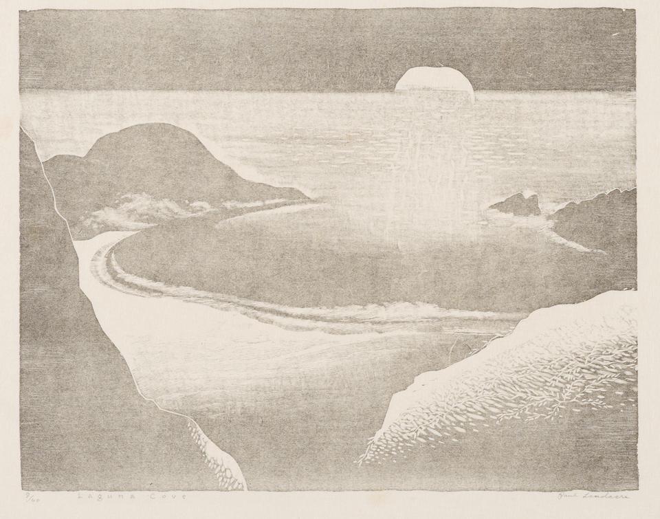 Paul Landacre (1893-1963); Laguna Cove;: Paul Landacre (1893-1963) Laguna Cove (Wien 247), 1941 Wood engraving on Japanese paper, signed in pencil, titled and numbered 9/60, with full margins. 9 3/8 x 12in (23.8 x 30.5cm) sheet 10 1/2 x 14 9