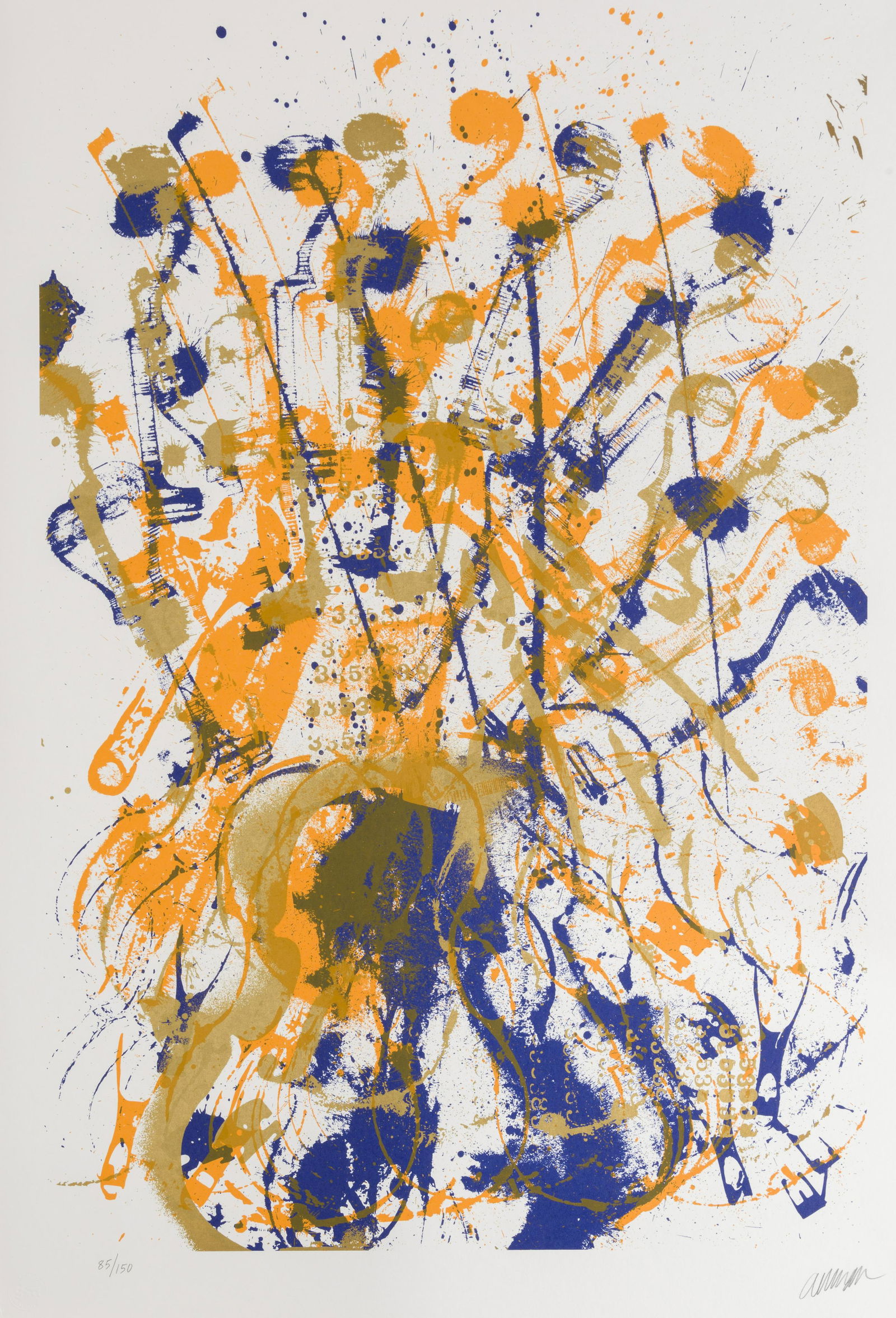 FERNANDEZ ARMAN (1928-2005) Trio à cordes,1987 Portfolio avec 3 sérigraphies en coule...: FERNANDEZ ARMAN (1928-2005) Trio à cordes,1987 Portfolio avec 3 sérigraphies en couleurs. Signées et numérotées 58/150. Timbre sec. Ed.GKM Galleri Portfolio met 3 kleuren zeef