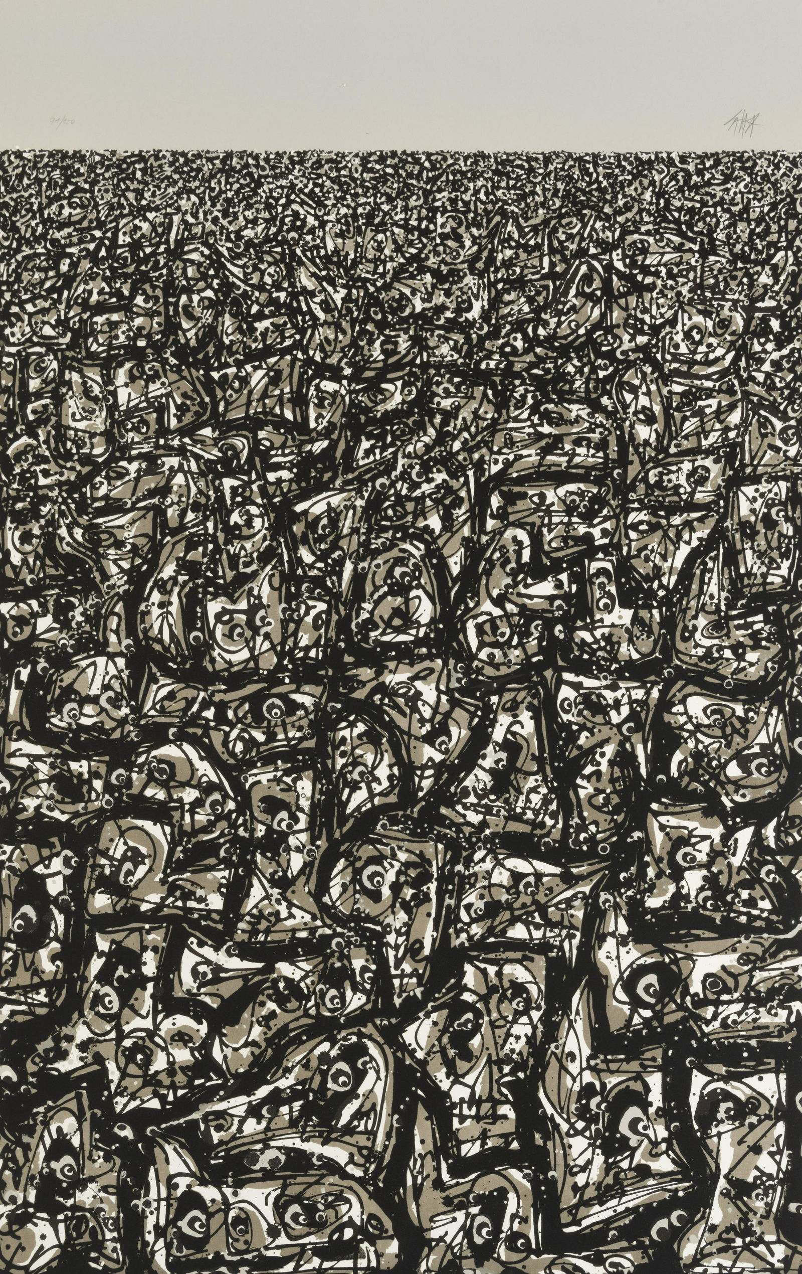 ANTONIO SAURA (1930-1998) Multitud,1982 Lithographie. Signée et numérotée 91/150L...: ANTONIO SAURA (1930-1998) Multitud,1982 Lithographie. Signée et numérotée 91/150 Lithografie. Getekend en genummerd 91/150 Lithograph. Signed and numbered 91/150 94.5 x 59.5 cm T