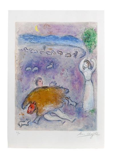 Marc Chagall (Russian/French, 1887-1985) La Ruse de Dorcon, from Daphnis et Chloé Lithograp...: Marc Chagall (Russian/French, 1887-1985) La Ruse de Dorcon, from Daphnis et Chloé (Mourlot 317; Cramer books 46) Lithograph in colours, 1961, on Arches wove paper, signed and numbered 21/60 in pe